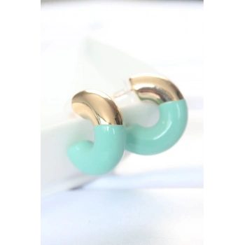 CCB Turkuaz Gold Çift Renk Küpe