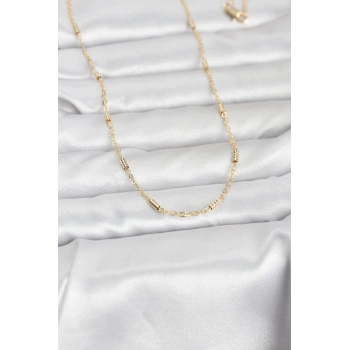 CM 14K Gold Renk Bar Zincir Model 60 cm Kadın Kolye