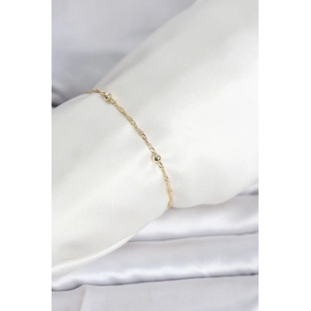CM 14K Gold Renk Burgu Topçuk Model Kadın Bileklik