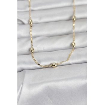 CM 14K Gold Renk Damla Topçuklu Zincir Model 60 cm Kadın Kolye