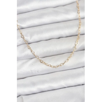 CM 14K Gold Renk Kalp Zincirli Kadın Kolye