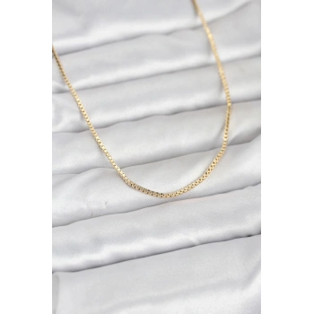 CM 14K Gold Renk Kare Zincirli Model 60 cm Kadın Kolye