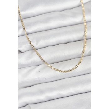 CM 14K Gold Renk Lazer İnce Zincirli Kadın Kolye