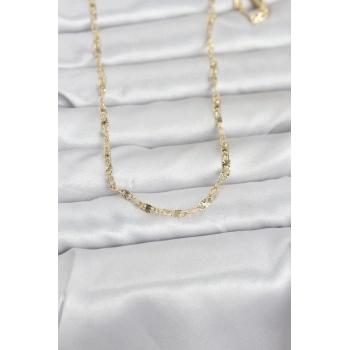 CM 14K Gold Renk Lazerli Gemici Zincir Model 60 cm Kadın Kolye