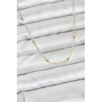 CM 14K Gold Renk Minik Top Zincirli Kadın Kolye