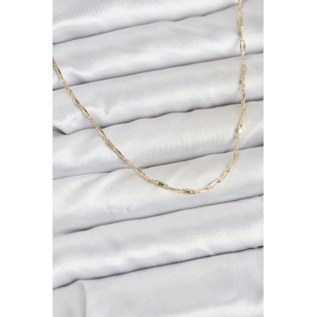 CM 14K Gold Renk Pirinç Ataç Zincir 60 cm Kadın Kolye