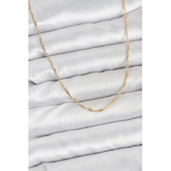 CM 14K Gold Renk Pirinç Ezme Burgu Model Kadın Kolye