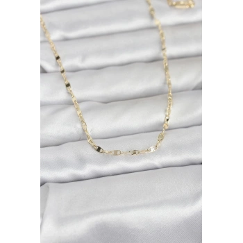 CM 14K Gold Renk Yassı Gemici Zincir Model 60 cm Kadın Kolye