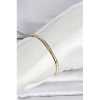 CM 14K Gold Renk Yassı Yılan Zincir Model Kadın Bileklik