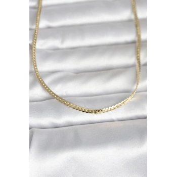 CM 14K Gold Renk Yassı Zincir Model 45 cm Kadın Kolye