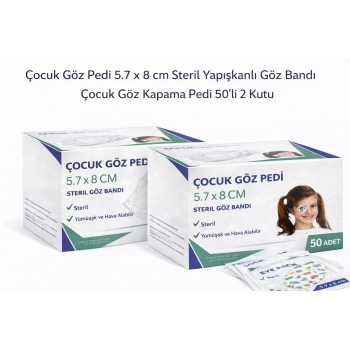 Çocuk Göz Pedi 5.7 x 8 cm Steril Yapışkanlı Göz Bandı Desenli Çocuk Göz Kapama Pedi 50’li 2 Kutu