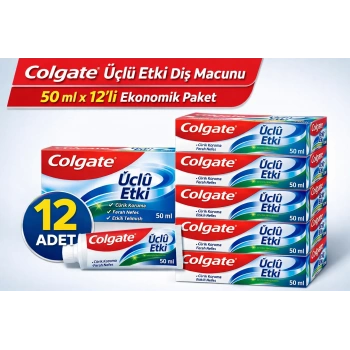 Colgate Üçlü Etki Diş Macunu 50 ml Çürük Koruma & Ferah Nefes 12 ADET