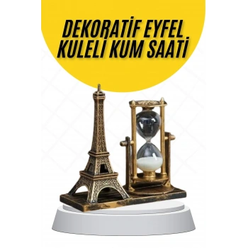 Dekoratif Eyfel Kulesi ve Kum Saati Vintage Tarzı Masa Süsü Biblo