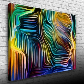 Dekoratif Renkli Hologram İnsan Silueti Kanvas Tablo 50 x 70