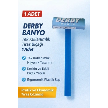 Derby Banyo Tek Kullanımlık Tıraş Bıçağı 1 Adet Plastik Saplı Pratik Tıraş Jileti