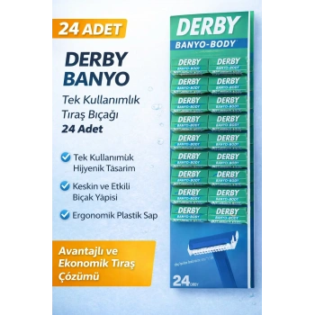 Derby Banyo Tek Kullanımlık Tıraş Bıçağı 24 Adet Avantajlı Paket Plastik Saplı Ekonomik Tıraş Jileti