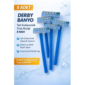 Derby Banyo Tek Kullanımlık Tıraş Bıçağı 5 Adet Plastik Saplı Pratik Ekonomik Tıraş Jileti