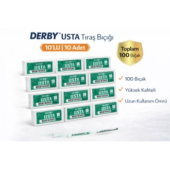 Derby Usta Çift Taraflı Jilet Tam Bıçak Berber Jileti 10LU 10 PAKET