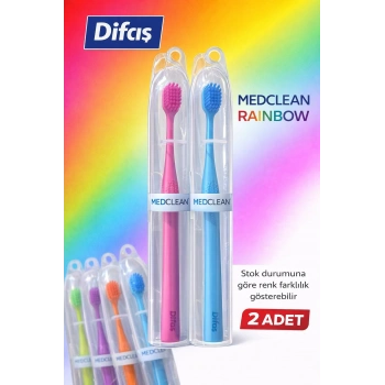Difaş Medclean Rainbow Diş Fırçası 2 Adet Orta Sert Renkli Yetişkin Diş Fırçası Seti