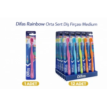 Difas Rainbow Orta Sert Diş Fırçası Medium 1ADET