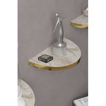 Duvar Rafı Dekoratif 3 Adet Çiçeklik Oval Altın Efes