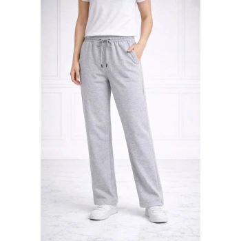 Düz Paça Beli Lastikli İpli Günlük Spor Eşofman Altı Rahat Fit - Gri