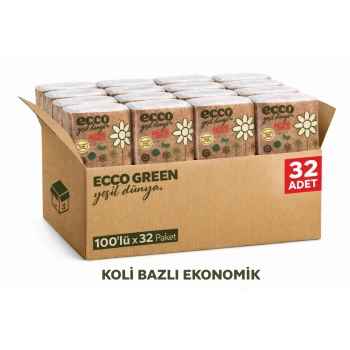 ECCO GREEN Yeşil Dünya Peçete 100’lü 32 Paket Koli Ekonomik Toplu Satış