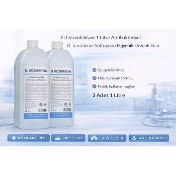 El Dezenfektanı 1 Litre Antibakteriyel El Temizleme Solüsyonu 2 Adet