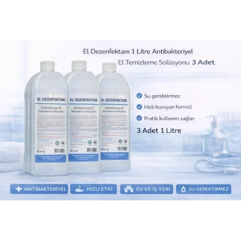 El Dezenfektanı 1 Litre Antibakteriyel El Temizleme Solüsyonu 3 Adet