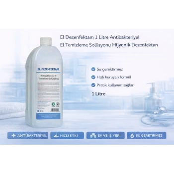 El Dezenfektanı 1 Litre Antibakteriyel El Temizleme Solüsyonu Hijyenik Dezenfektan 1 ADET