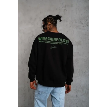 Erkek Baskılı Sweat - Siyah