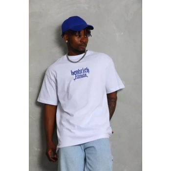 Erkek Baskılı T-Shirt Kısa Kol Bisiklet Yaka Regular Fit Rahat Kalıp Günlük Tişört - Beyaz