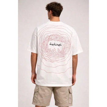 Erkek Bisiklet Yaka Baskılı Kısa Kollu Tişört Streetwear Günlük Basic Pamuklu T-shirt - Beyaz