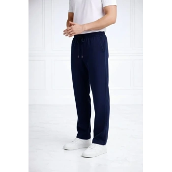 Erkek Düz Paça Beli Lastikli İpli Günlük Spor Eşofman Altı Rahat Fit - Lacivert