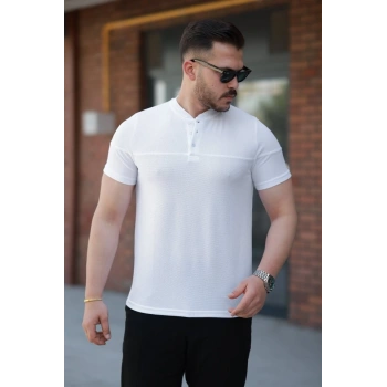 Erkek Hakim Yakalı Kısa Kollu Pamuklu T-shirt