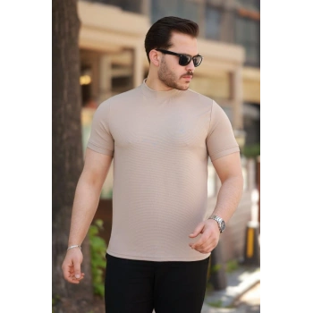 Erkek Ince çizgi Dokulu Kısa Kollu T-shirt