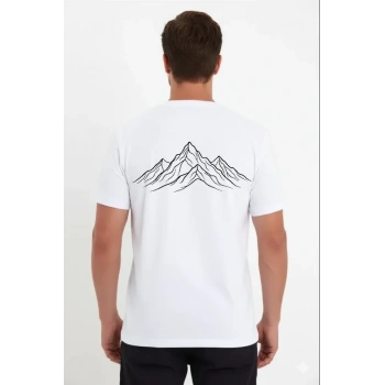 Erkek Nihilist Penguen Özel Tasarım Oversize Bisiklet Yaka Tişört - Beyaz