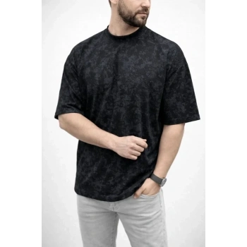 Erkek Premium Tişört OSY Yumuşak Dokulu Yıkamalı Oversize T-Shirt - Siyah