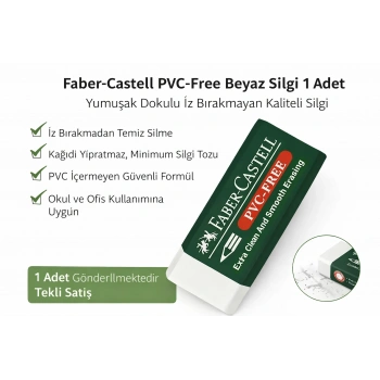 Faber-Castell PVC-Free No24 Beyaz Silgi 1 Adet Yumuşak Dokulu İz Bırakmayan Kaliteli Silgi