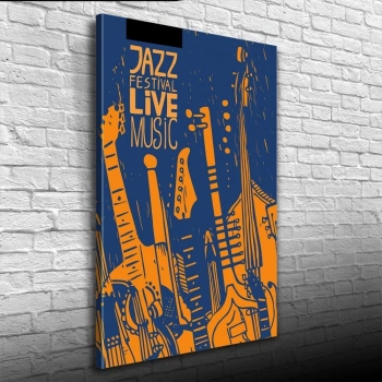 Festival Afişi Siyah Turuncu Renklerde Kanvas Tablo 50 x 70