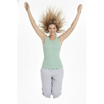 Fitilli Atlet Sıfır Yaka Slim Fit Arka Baskılı Spor Atlet - Mint Yeşili