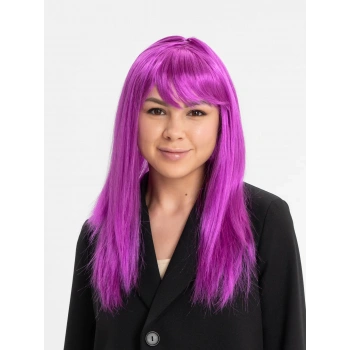 Fuşya Renk Düz Kesim Uzun Parti Peruğu Takma Saç