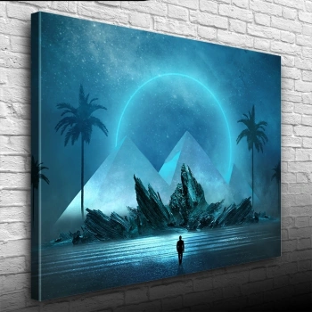 Geleceğin Gece Betimlenmesi , Mavi Tonlarda Kanvas Tablo 50 x 70