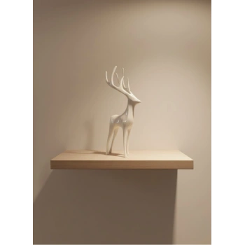 Geyik Figürü Beyaz Modern Salon ve Raf Dekoru