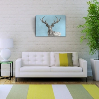 Geyik Temalı Soyut Çalışma Kanvas Tablo 50 x 70