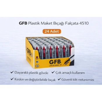 GFB Plastik Maket Bıçağı Falçata 4510 Profesyonel Maket Bıçağı 24 Adet