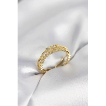 Gold Renk Minimal Yıldızlı Model Kadın Yüzük