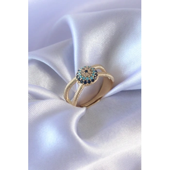 Gold Renk Nazar Boncuk Model Kadın Yüzük