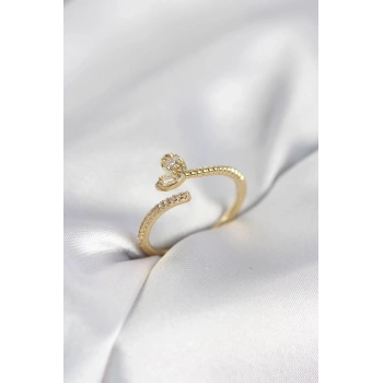 Gold Renk Pirinç Kuyruklu Kalp Model Kadın Yüzük