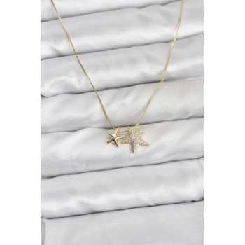 Gold Renk Pirinç Minimal Yıldız Model Kadın Kolye